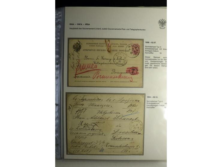 RIGA: 1862/1917, umfangreiche Sammlung von über 100 Briefen und Karten mit vielen Stempeltypen, alles auf Ganzsachen, Einschr