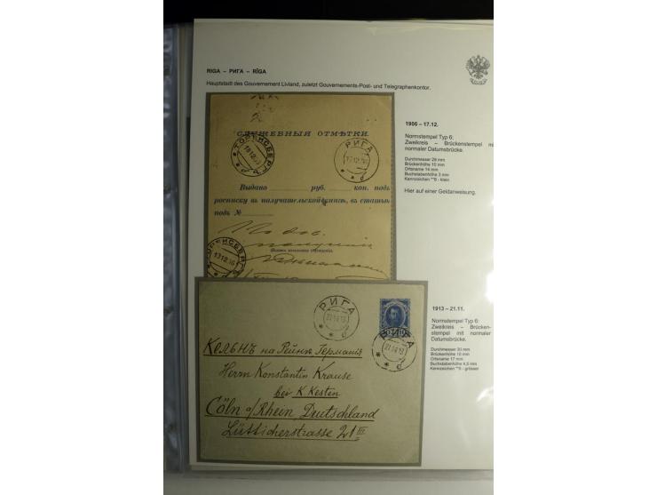 RIGA: 1862/1917, umfangreiche Sammlung von über 100 Briefen und Karten mit vielen Stempeltypen, alles auf Ganzsachen, Einschr