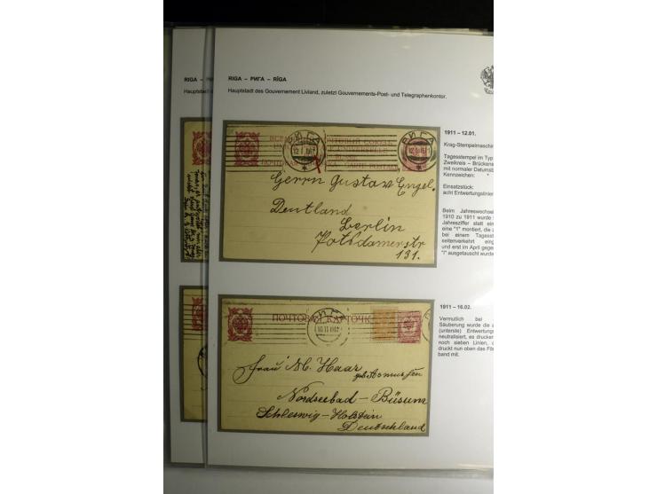 RIGA: 1862/1917, umfangreiche Sammlung von über 100 Briefen und Karten mit vielen Stempeltypen, alles auf Ganzsachen, Einschr
