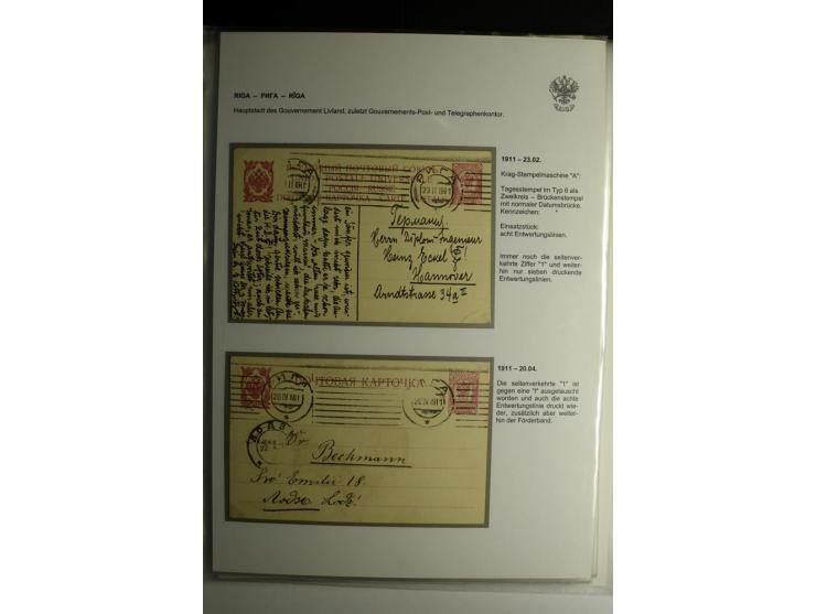RIGA: 1862/1917, umfangreiche Sammlung von über 100 Briefen und Karten mit vielen Stempeltypen, alles auf Ganzsachen, Einschr