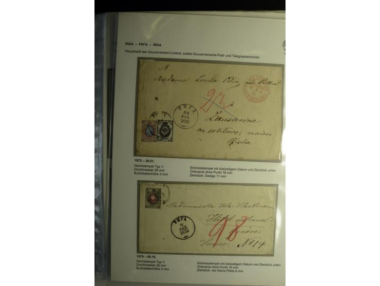 RIGA: 1862/1917, umfangreiche Sammlung von über 100 Briefen und Karten mit vielen Stempeltypen, alles auf Ganzsachen, Einschr