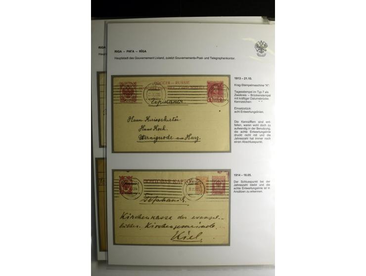 RIGA: 1862/1917, umfangreiche Sammlung von über 100 Briefen und Karten mit vielen Stempeltypen, alles auf Ganzsachen, Einschr