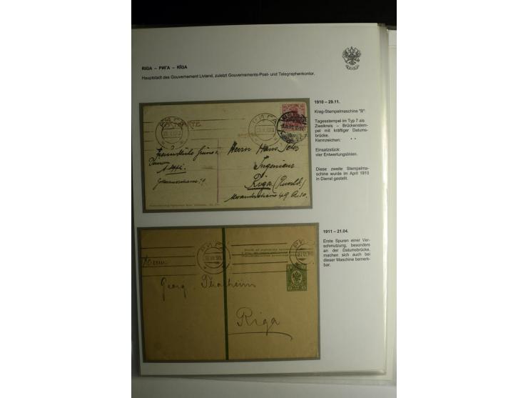 RIGA: 1862/1917, umfangreiche Sammlung von über 100 Briefen und Karten mit vielen Stempeltypen, alles auf Ganzsachen, Einschr