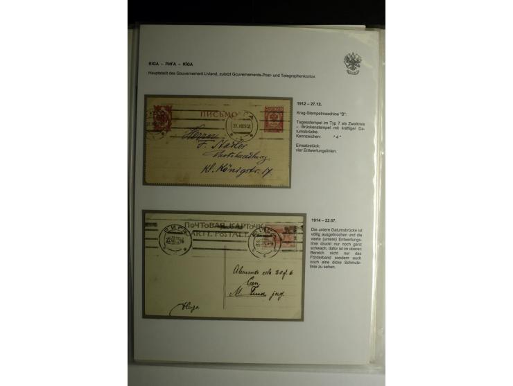 RIGA: 1862/1917, umfangreiche Sammlung von über 100 Briefen und Karten mit vielen Stempeltypen, alles auf Ganzsachen, Einschr