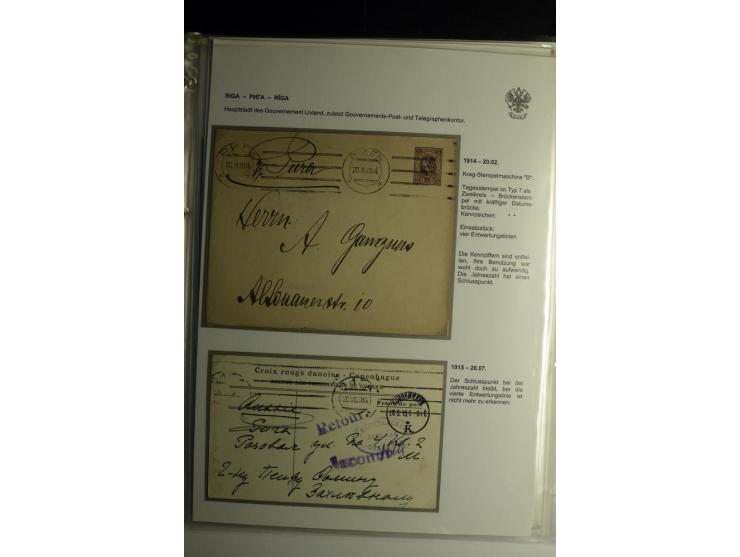 RIGA: 1862/1917, umfangreiche Sammlung von über 100 Briefen und Karten mit vielen Stempeltypen, alles auf Ganzsachen, Einschr
