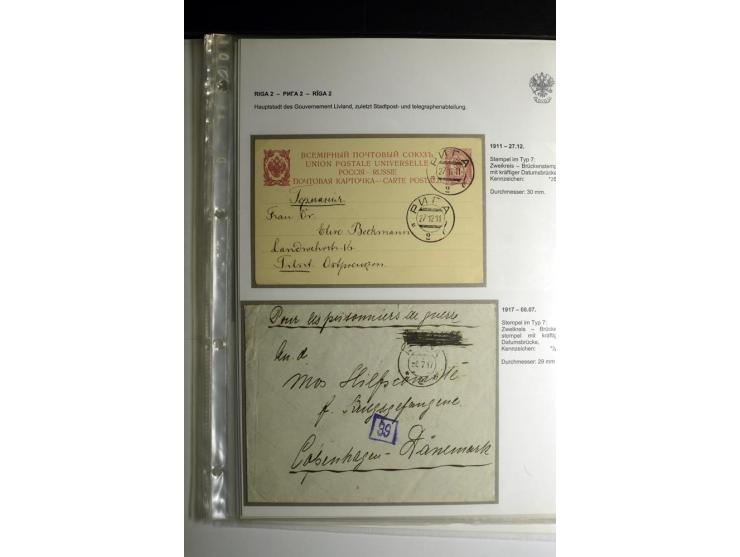 RIGA: 1862/1917, umfangreiche Sammlung von über 100 Briefen und Karten mit vielen Stempeltypen, alles auf Ganzsachen, Einschr