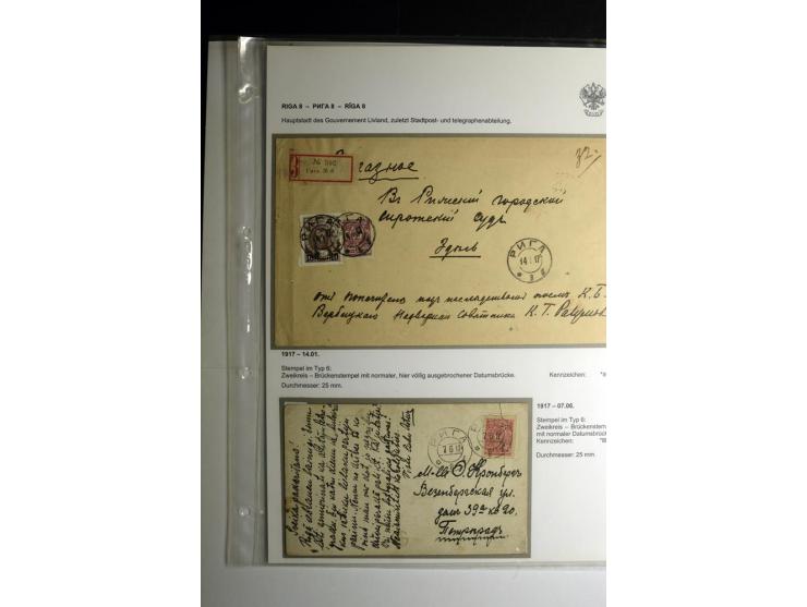 RIGA: 1862/1917, umfangreiche Sammlung von über 100 Briefen und Karten mit vielen Stempeltypen, alles auf Ganzsachen, Einschr