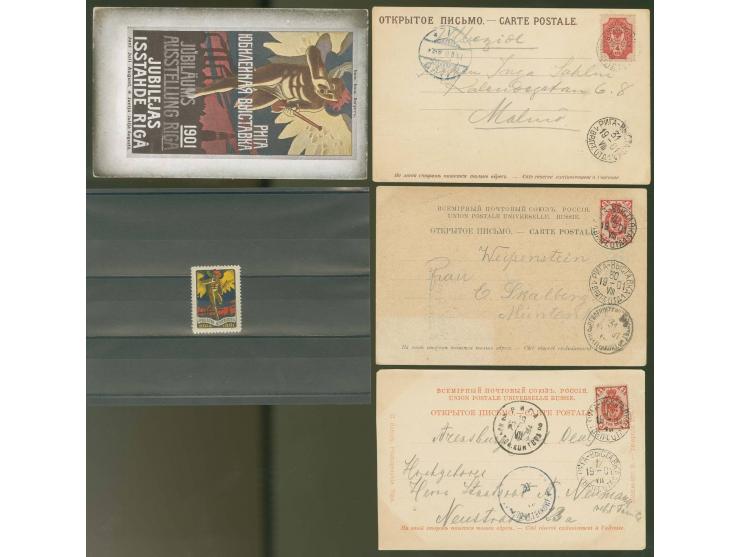 SONDERSTEMPEL: 700 Jahre Riga, 3 frankierte Bildpostkarten mit passendem Motiv und SST. "РНГА - ВЫСТАВКА 1 ВР.П-Т.ОТД 1", auß