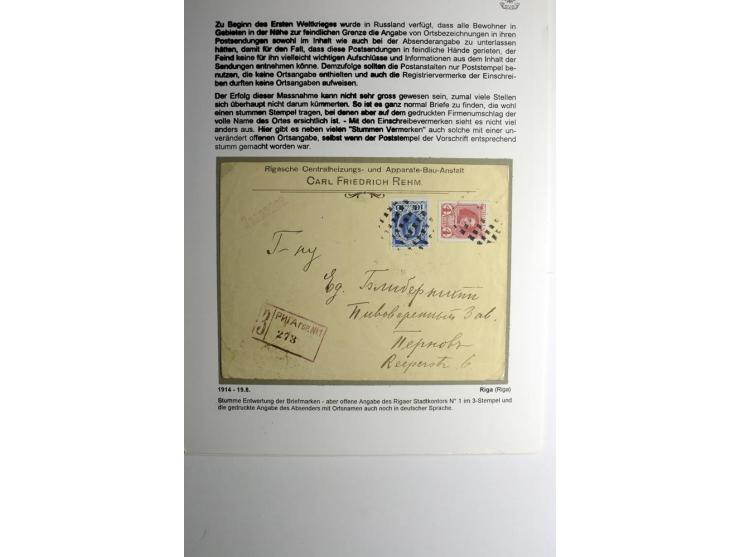 RIGA: 1914, schöne Sammlung von 11 Briefen und Karten, dabei Einschreiben mit und ohne Ortsangabe, verschiedene Stempeltypen,