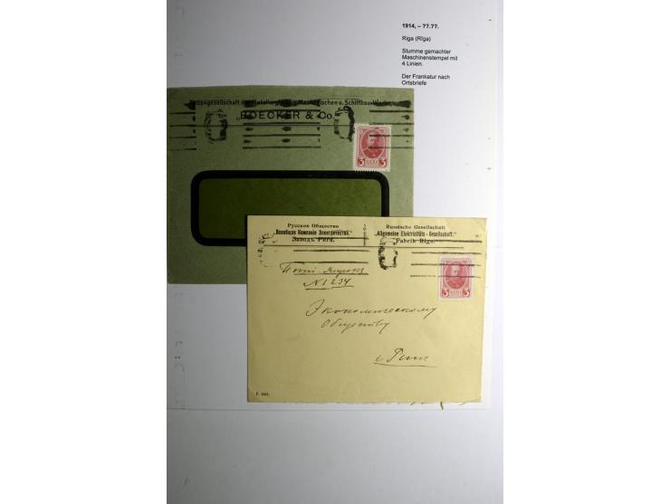 RIGA: 1914, schöne Sammlung von 11 Briefen und Karten, dabei Einschreiben mit und ohne Ortsangabe, verschiedene Stempeltypen,