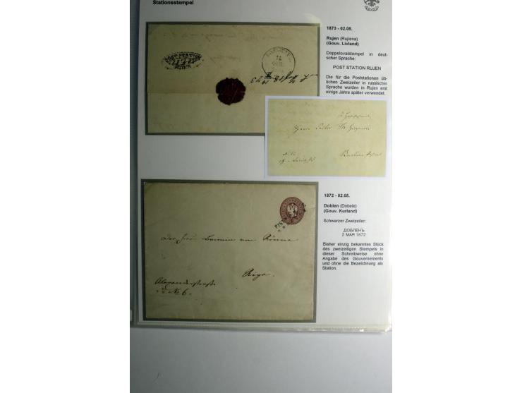 STATIONSSTEMPEL: 1874/86, 18 Briefe bzw. Ganzsachenkarten mit verschiednenen Stempeln (meist Gouv. Livland), dabei u.a. DOBLE
