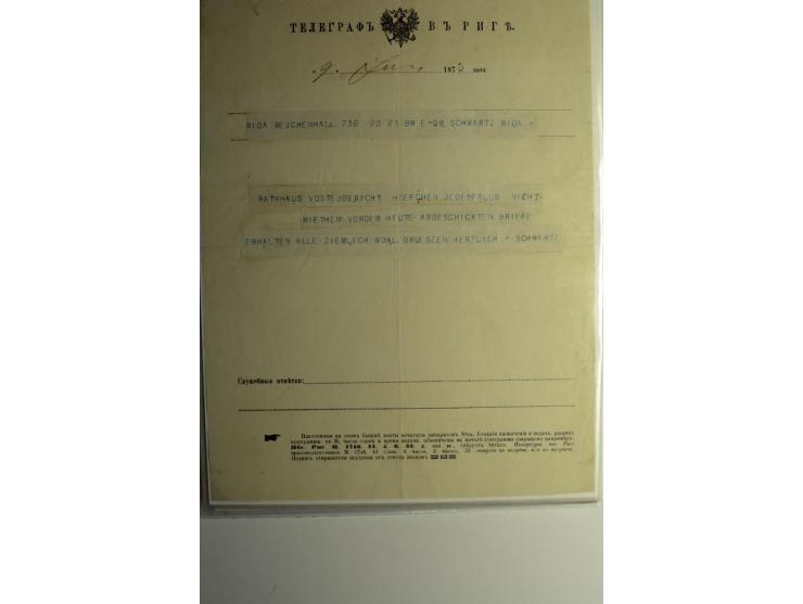 TELEGRAMME: 1870/1906, 10 Stück aus Goldingen, Libau, Mitau und Riga, dazu 6 Einlieferungsscheine, gute Erhaltung