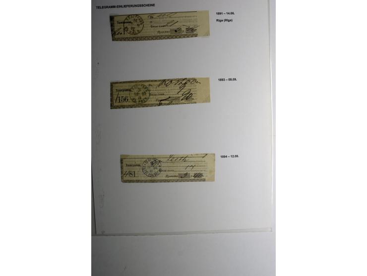 TELEGRAMME: 1870/1906, 10 Stück aus Goldingen, Libau, Mitau und Riga, dazu 6 Einlieferungsscheine, gute Erhaltung