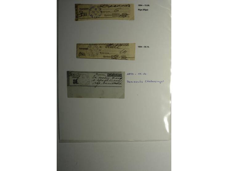 TELEGRAMME: 1870/1906, 10 Stück aus Goldingen, Libau, Mitau und Riga, dazu 6 Einlieferungsscheine, gute Erhaltung