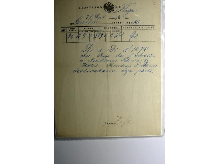 TELEGRAMME: 1870/1906, 10 Stück aus Goldingen, Libau, Mitau und Riga, dazu 6 Einlieferungsscheine, gute Erhaltung