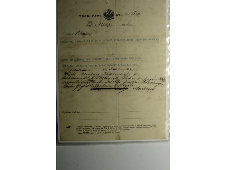 TELEGRAMME: 1870/1906, 10 Stück aus Goldingen, Libau, Mitau und Riga, dazu 6 Einlieferungsscheine, gute Erhaltung