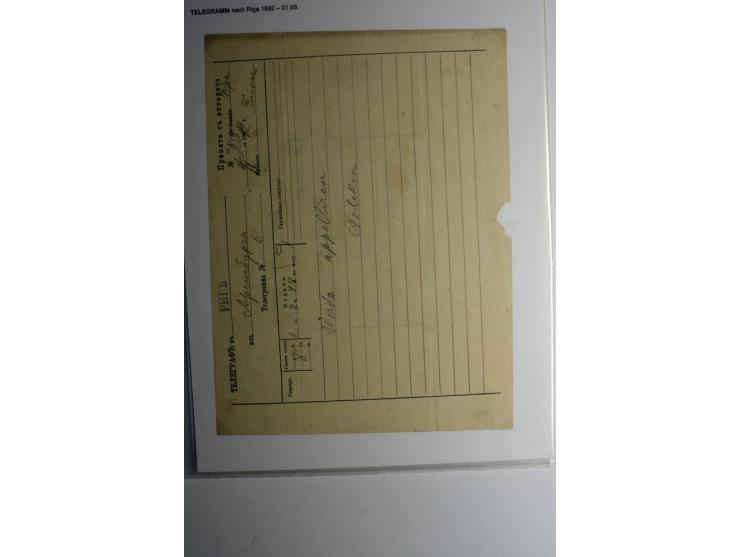 TELEGRAMME: 1870/1906, 10 Stück aus Goldingen, Libau, Mitau und Riga, dazu 6 Einlieferungsscheine, gute Erhaltung