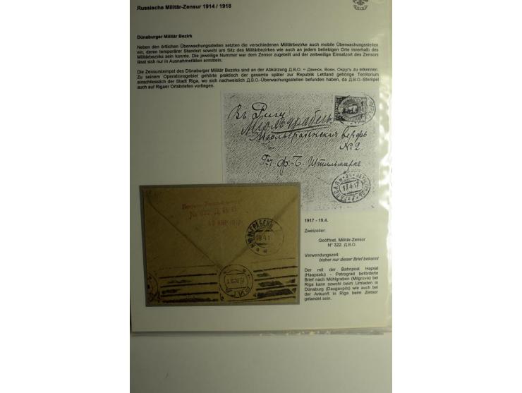 RUSSISCHE MILITÄRZENSUR 1914/18: Alt-Schwanenburg bis Wolmar, 29 Briefe und Karten, dabei "LUDSENER MILITÄR-ZENSOR Nr. 2" und