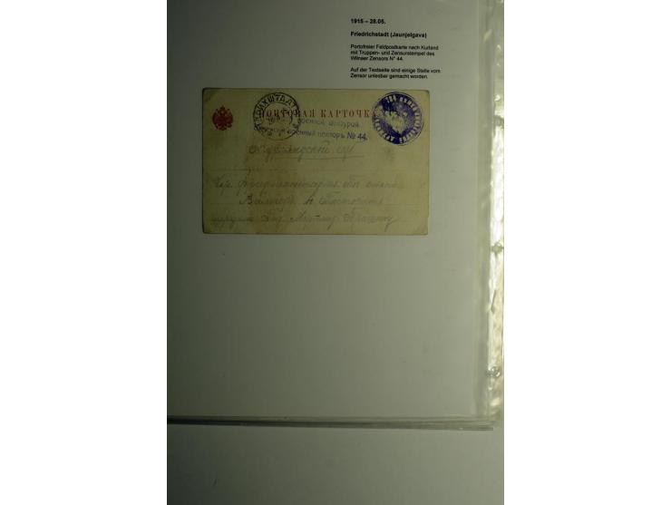 RUSSISCHE MILITÄRZENSUR 1914/18: Alt-Schwanenburg bis Wolmar, 29 Briefe und Karten, dabei "LUDSENER MILITÄR-ZENSOR Nr. 2" und