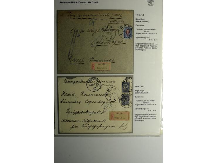 RUSSISCHE MILITÄRZENSUR 1914/18: Alt-Schwanenburg bis Wolmar, 29 Briefe und Karten, dabei "LUDSENER MILITÄR-ZENSOR Nr. 2" und