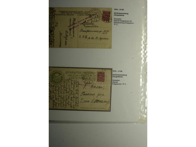 RUSSISCHE MILITÄRZENSUR 1914/18: Alt-Schwanenburg bis Wolmar, 29 Briefe und Karten, dabei "LUDSENER MILITÄR-ZENSOR Nr. 2" und