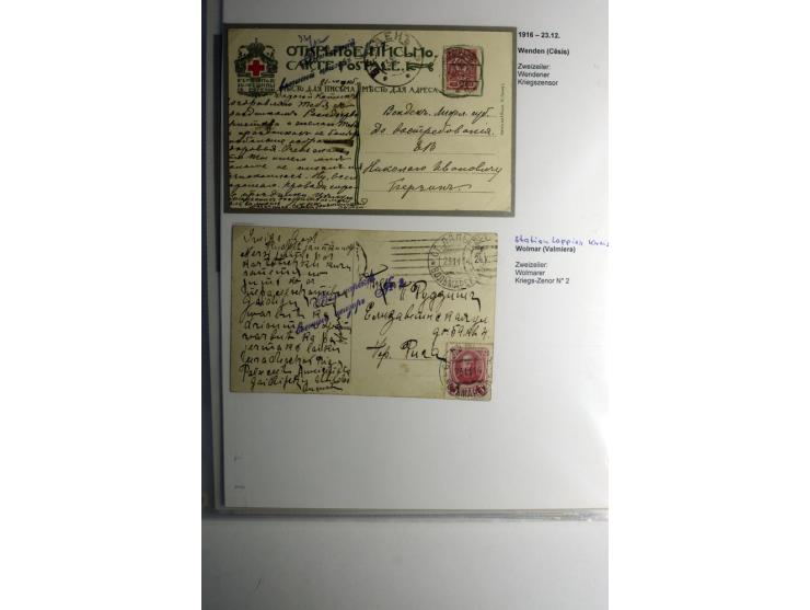 RUSSISCHE MILITÄRZENSUR 1914/18: Alt-Schwanenburg bis Wolmar, 29 Briefe und Karten, dabei "LUDSENER MILITÄR-ZENSOR Nr. 2" und