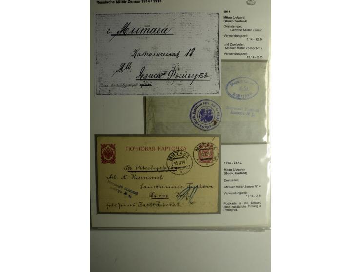 RUSSISCHE MILITÄRZENSUR 1914/18: Alt-Schwanenburg bis Wolmar, 29 Briefe und Karten, dabei "LUDSENER MILITÄR-ZENSOR Nr. 2" und