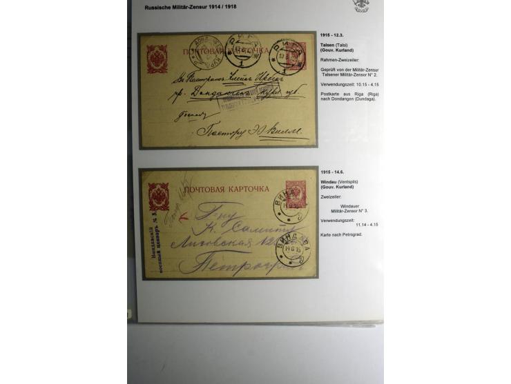 RUSSISCHE MILITÄRZENSUR 1914/18: Alt-Schwanenburg bis Wolmar, 29 Briefe und Karten, dabei "LUDSENER MILITÄR-ZENSOR Nr. 2" und