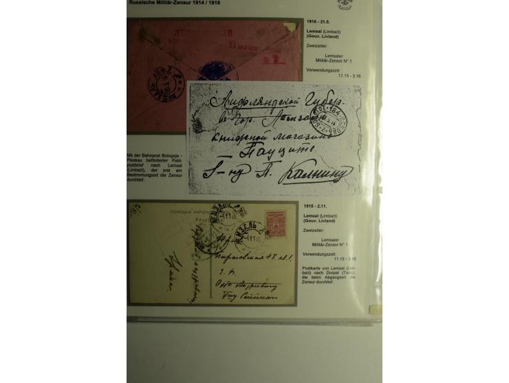 RUSSISCHE MILITÄRZENSUR 1914/18: Alt-Schwanenburg bis Wolmar, 29 Briefe und Karten, dabei "LUDSENER MILITÄR-ZENSOR Nr. 2" und