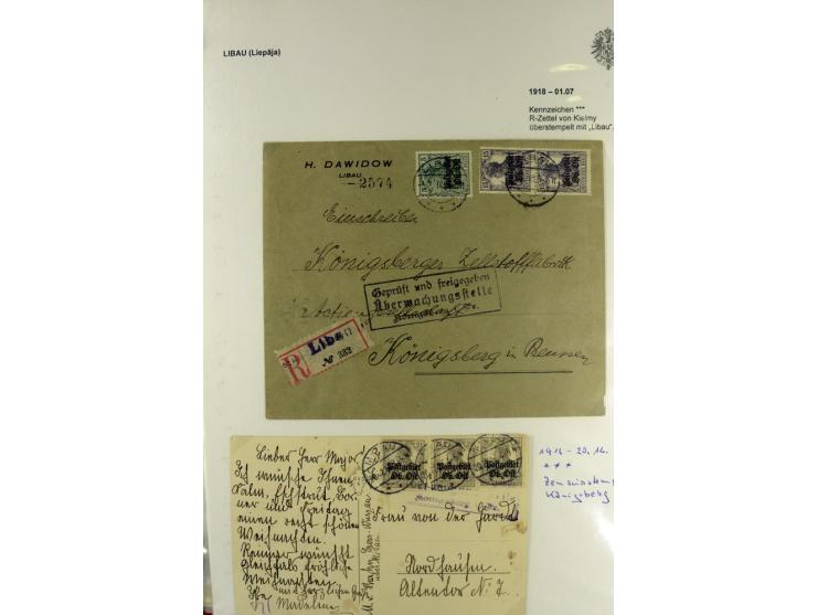 1916/19, über 50 Briefe und Karten, dabei verschiedene Stempel von BAUSK bis WOLMAR, R-Briefe, Zensuren, Ganzsachen sowie ein