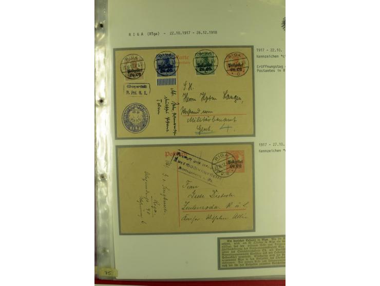 1916/19, über 50 Briefe und Karten, dabei verschiedene Stempel von BAUSK bis WOLMAR, R-Briefe, Zensuren, Ganzsachen sowie ein