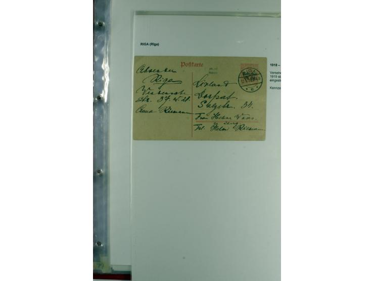 1916/19, über 50 Briefe und Karten, dabei verschiedene Stempel von BAUSK bis WOLMAR, R-Briefe, Zensuren, Ganzsachen sowie ein