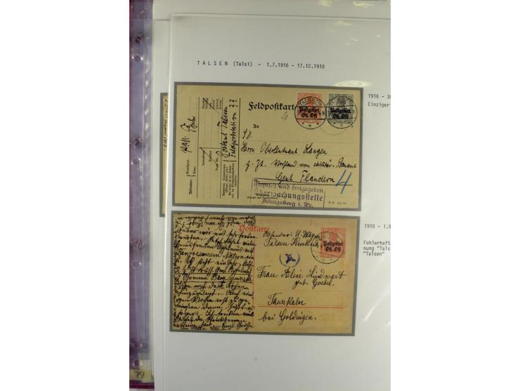 1916/19, über 50 Briefe und Karten, dabei verschiedene Stempel von BAUSK bis WOLMAR, R-Briefe, Zensuren, Ganzsachen sowie ein