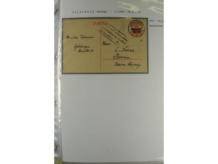 1916/19, über 50 Briefe und Karten, dabei verschiedene Stempel von BAUSK bis WOLMAR, R-Briefe, Zensuren, Ganzsachen sowie ein