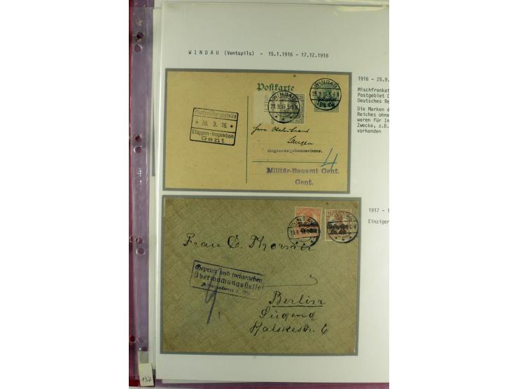 1916/19, über 50 Briefe und Karten, dabei verschiedene Stempel von BAUSK bis WOLMAR, R-Briefe, Zensuren, Ganzsachen sowie ein