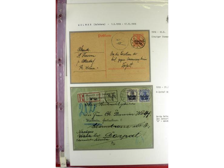 1916/19, über 50 Briefe und Karten, dabei verschiedene Stempel von BAUSK bis WOLMAR, R-Briefe, Zensuren, Ganzsachen sowie ein