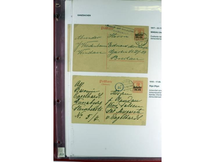 1916/19, über 50 Briefe und Karten, dabei verschiedene Stempel von BAUSK bis WOLMAR, R-Briefe, Zensuren, Ganzsachen sowie ein