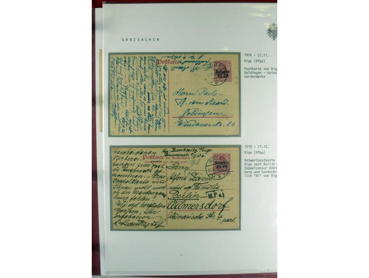 1916/19, über 50 Briefe und Karten, dabei verschiedene Stempel von BAUSK bis WOLMAR, R-Briefe, Zensuren, Ganzsachen sowie ein