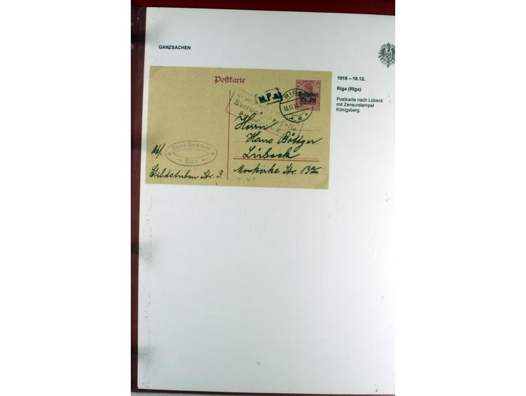 1916/19, über 50 Briefe und Karten, dabei verschiedene Stempel von BAUSK bis WOLMAR, R-Briefe, Zensuren, Ganzsachen sowie ein