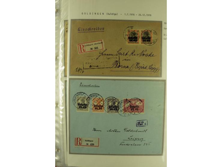 1916/19, über 50 Briefe und Karten, dabei verschiedene Stempel von BAUSK bis WOLMAR, R-Briefe, Zensuren, Ganzsachen sowie ein