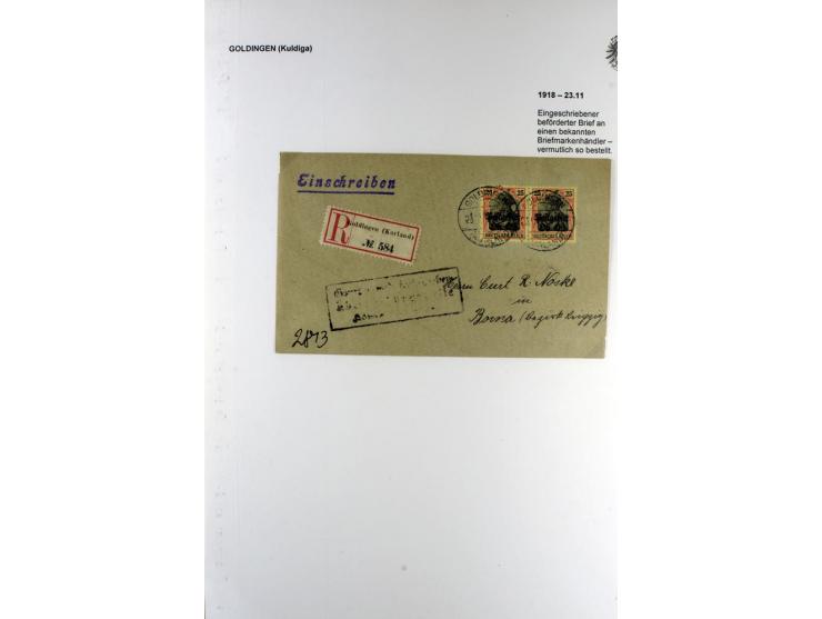 1916/19, über 50 Briefe und Karten, dabei verschiedene Stempel von BAUSK bis WOLMAR, R-Briefe, Zensuren, Ganzsachen sowie ein