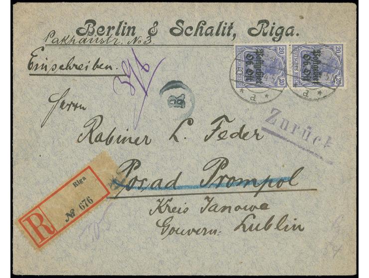 ZURÜCK: "Zurück" violetter L1 vorderseitig und "Postverkehr nicht zugelassen" handschritflich rückseitig auf mit senkrechtem 
