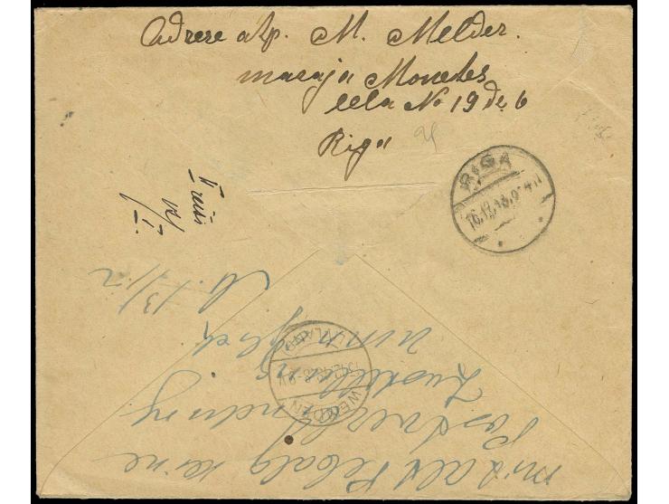 ZURÜCK: "Mit Alt-Pebalg keine Postverbindung Zustellung möglich "handschriftlich rückseitig auf mit Aufdruckausgabe 15 und 20