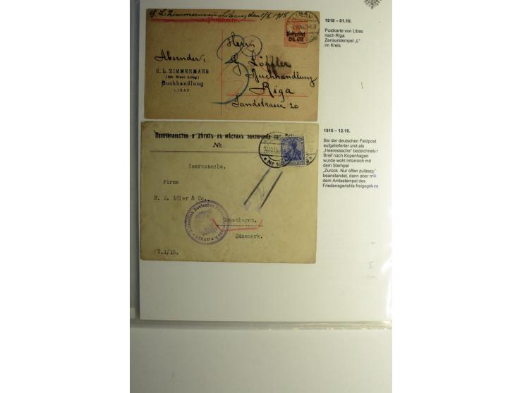 ZENSUR: Postüberwachungsstelle Libau, 10 Briefe und Karten, dabei Zensuren H.v.H Nr. L2-4, meist gute Erhaltung