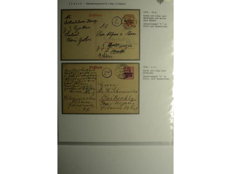 ZENSUR: Postüberwachungsstelle Libau, 10 Briefe und Karten, dabei Zensuren H.v.H Nr. L2-4, meist gute Erhaltung