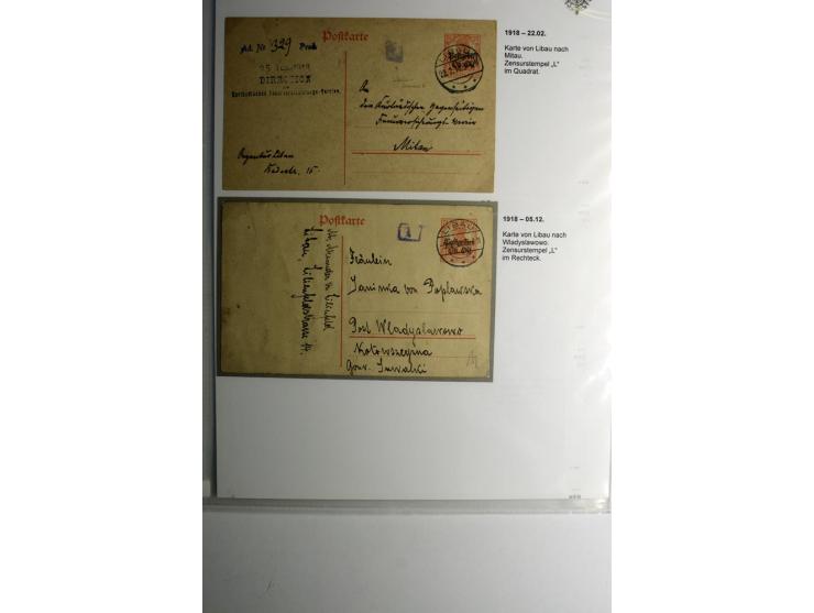 ZENSUR: Postüberwachungsstelle Libau, 10 Briefe und Karten, dabei Zensuren H.v.H Nr. L2-4, meist gute Erhaltung