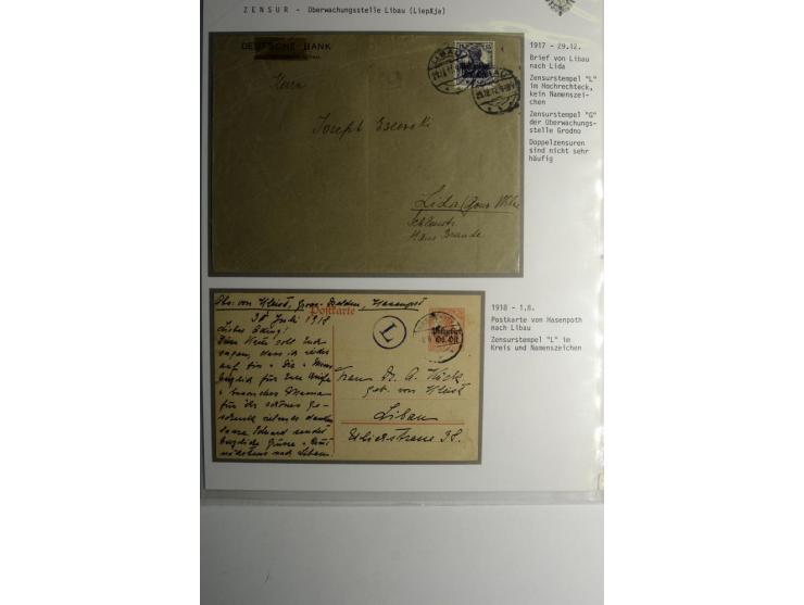 ZENSUR: Postüberwachungsstelle Libau, 10 Briefe und Karten, dabei Zensuren H.v.H Nr. L2-4, meist gute Erhaltung