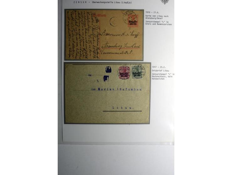 ZENSUR: Postüberwachungsstelle Libau, 10 Briefe und Karten, dabei Zensuren H.v.H Nr. L2-4, meist gute Erhaltung