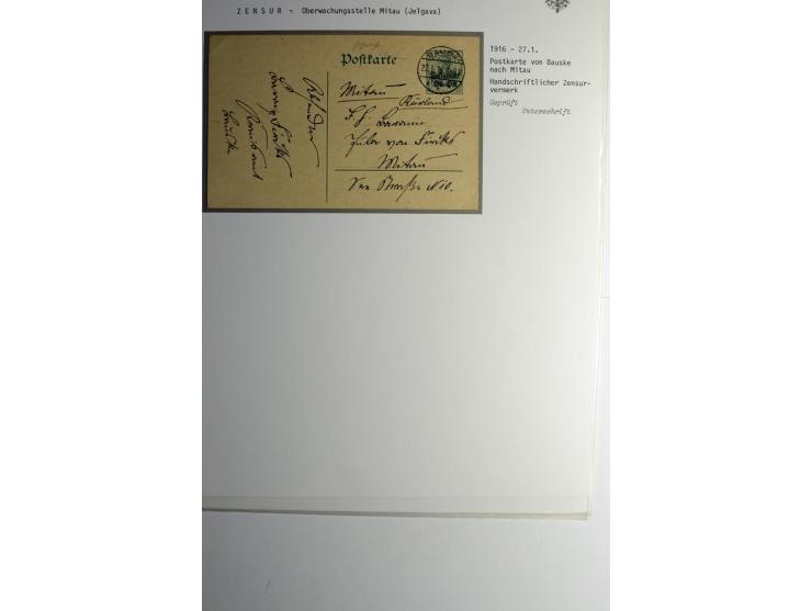 ZENSUR: Postüberwachungsstelle Mitau, 6 Briefe und Karten, dabei Zensuren H.v.H Nr. M0-2, meist gute Erhaltung