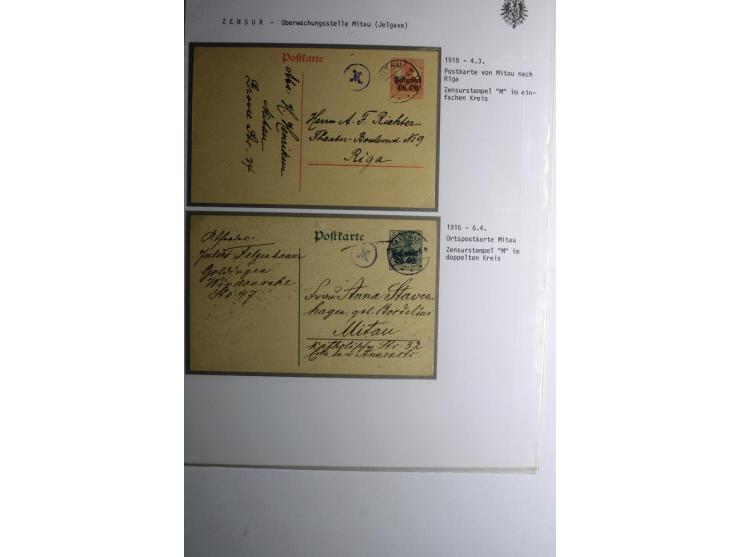 ZENSUR: Postüberwachungsstelle Mitau, 6 Briefe und Karten, dabei Zensuren H.v.H Nr. M0-2, meist gute Erhaltung